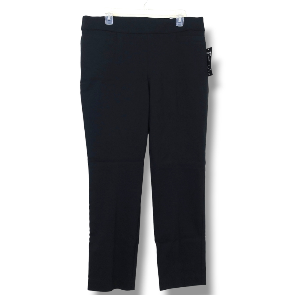 Kim Rogers Pants Pull On Tummy Control Straight Leg Stretch Black 14 Short NWT